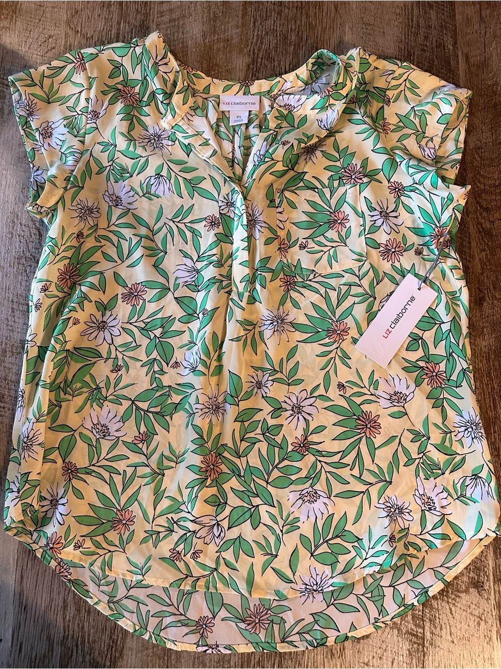 Liz Claiborne Floral Cap-Sleeve Blouse
